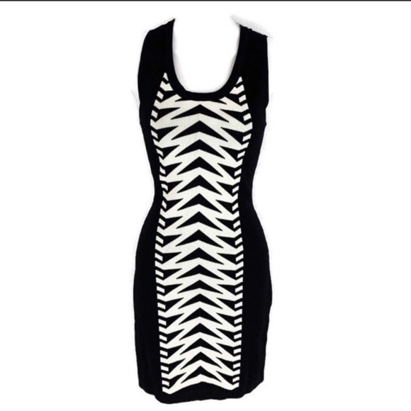 Bar III Dresses & Skirts - Bar III black off white knit bodycon dress R13